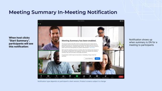 Zoom Meeting Summary pop-up