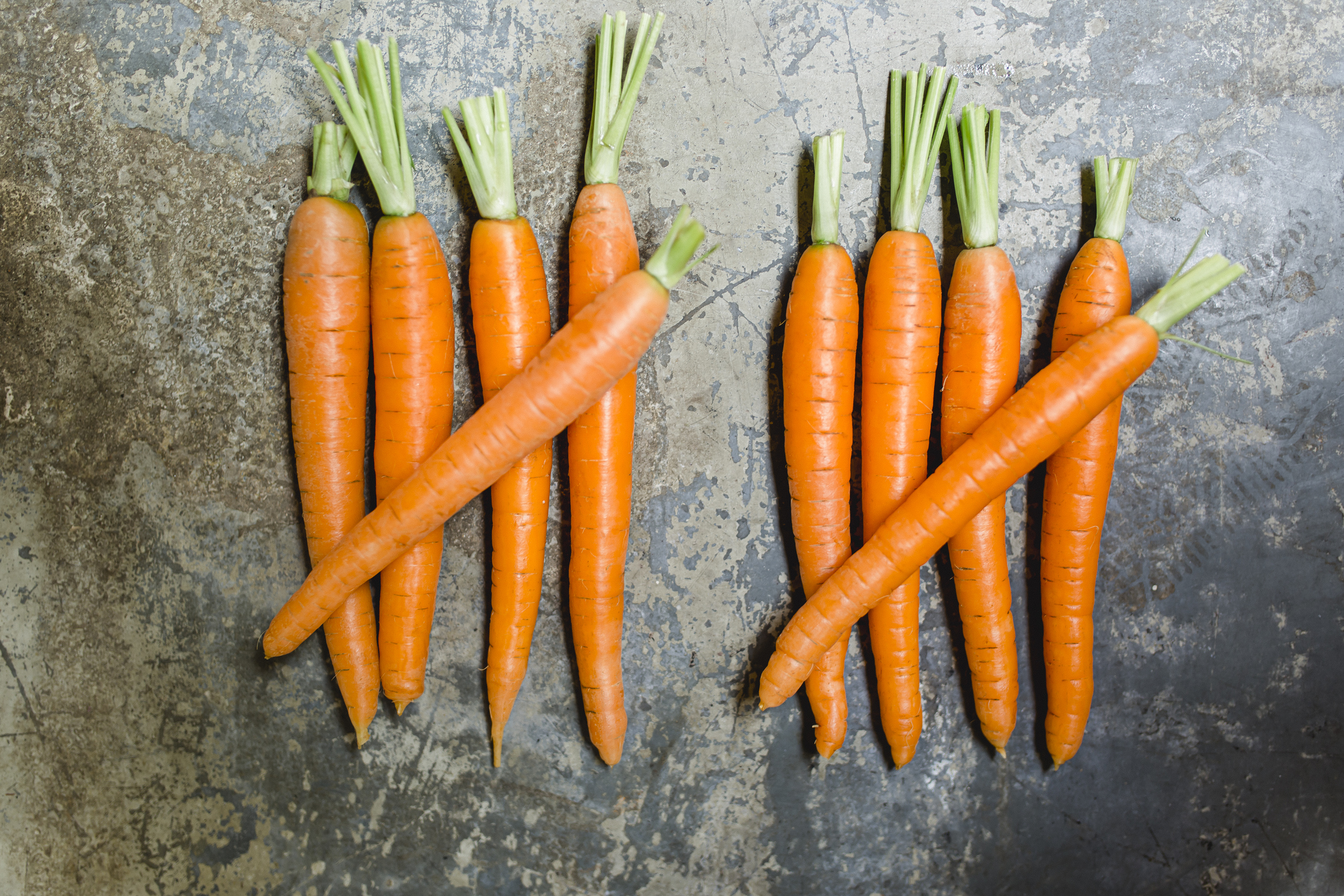 ten carrots arranged in tally mark-style