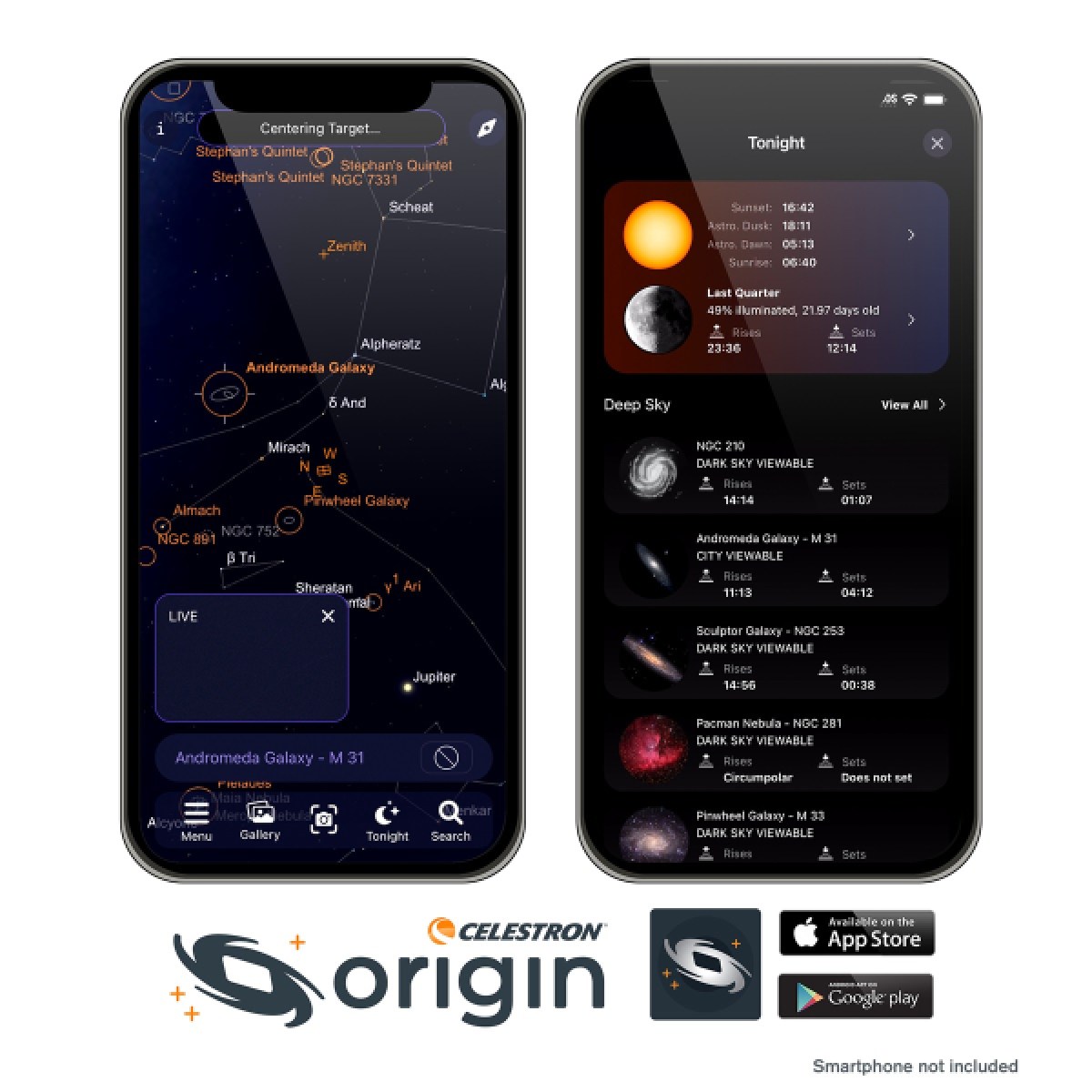 Celestron Origin's mobile app.