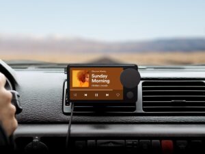 Spotify Car Thing installed on car dashboard